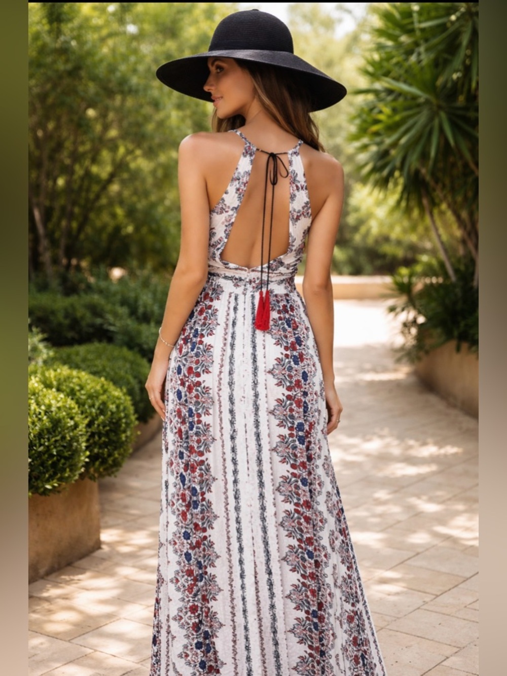 Soieblu boho vneck open tie back maxi dress - Picture 2 of 6